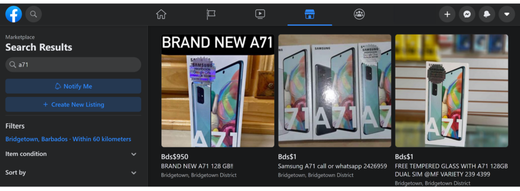 Facebook Marketplace Samsung A71