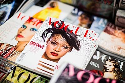 photo of Rihanna in the cover of a vogue magazine