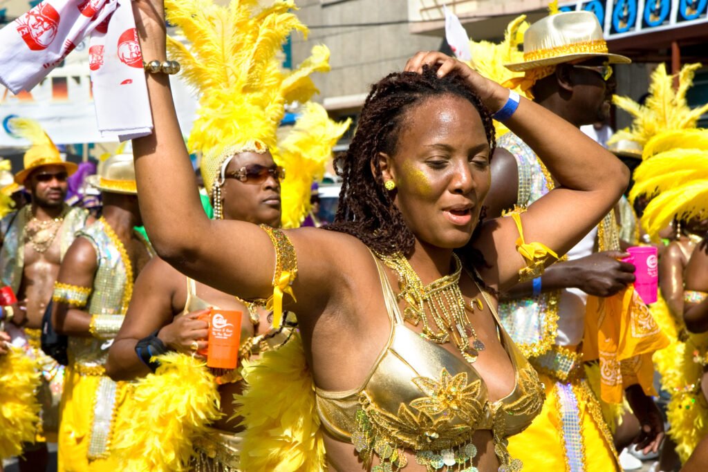 masqueraders at carnival crop over bands barbados