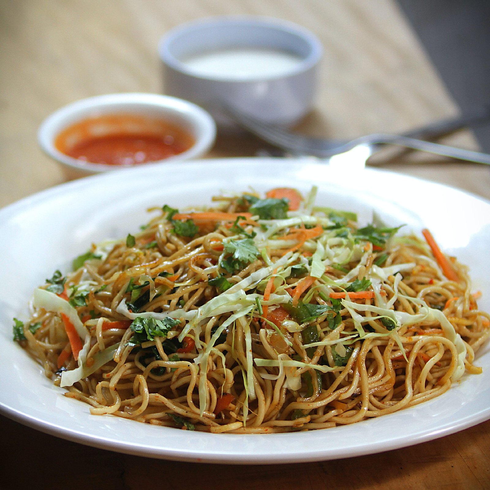 plate of chicken chow mein - chinese food